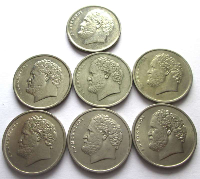 10 Drachmai Greece 1976 + 1978 +  1984 + 1986 + 1988 + 1990 + 1998