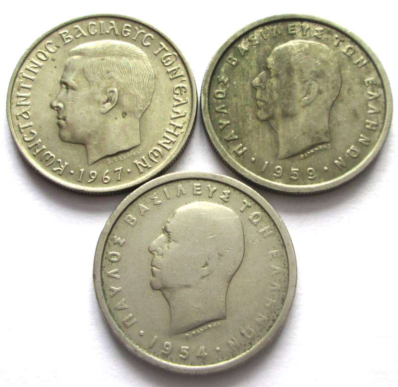 2 Drachmai Greece 1954 + 1959 + 1967