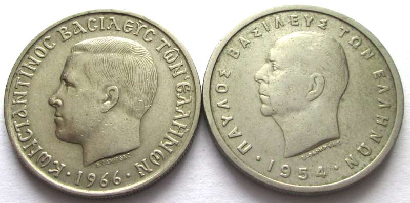5 Drachmes Greece 1954 + 1966
