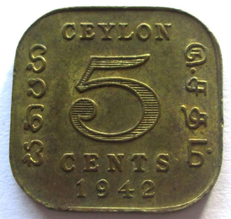 1942 Ceylon 5 Cents
