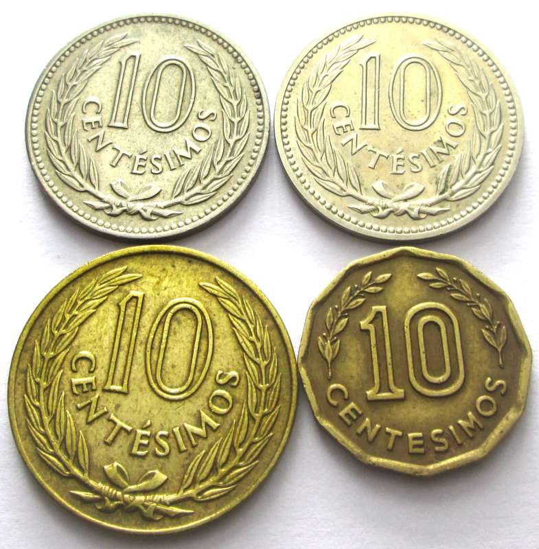 10 Centesimos Uruguay 1953 + 1959 + 1960 + 1976
