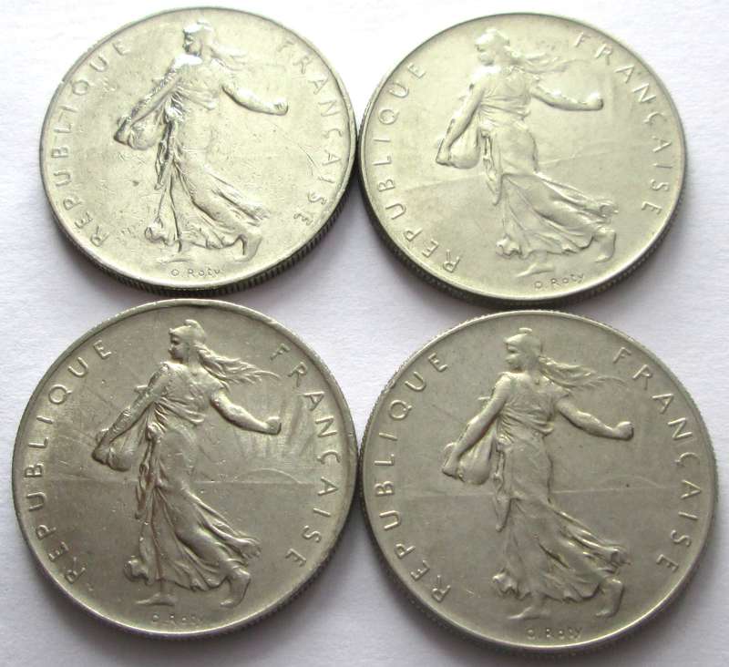 1 Franc France 1960 + 1961 + 1964 + 1968