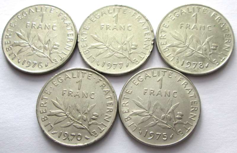 1 Franc France 1970 + 1975 - 1978