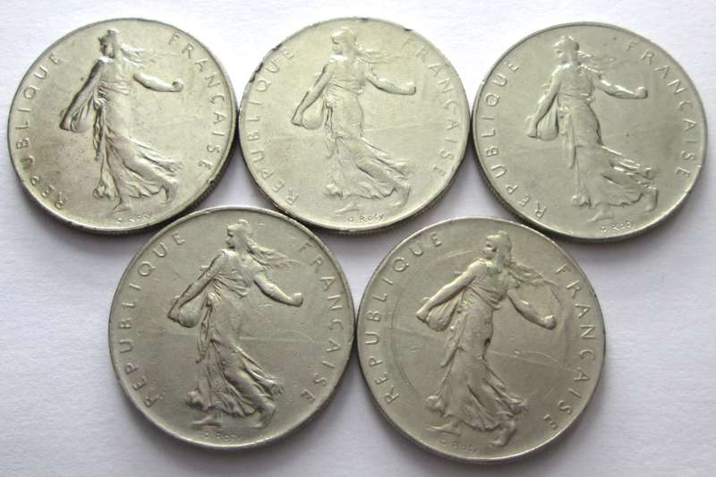 1 Franc France 1970 + 1975 - 1978