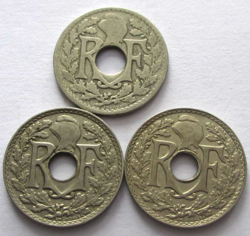 5 Centimes France 1923 + 1930 + 1935