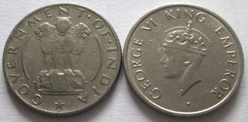 Quarter Rupee India 1946 + 1954
