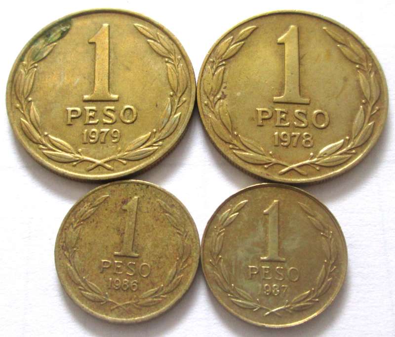 1 Pesos Chile 1978 + 1979 + 1986 + 1987