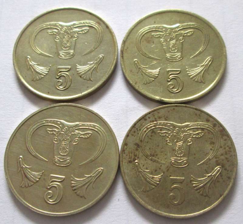 5 Cents Cyprus 1983 + 1985 + 1988 + 1994