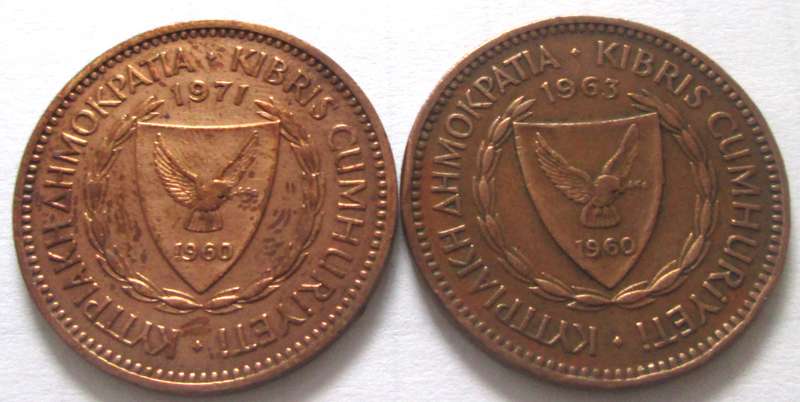5 Mils Cyprus 1963 + 1971