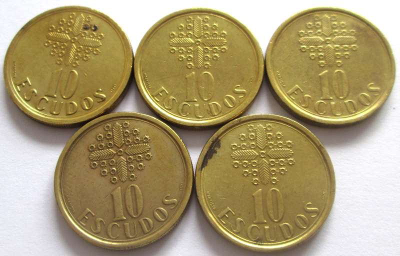 10 Escudos Portugal 1987 - 1989 + 1991 + 1996