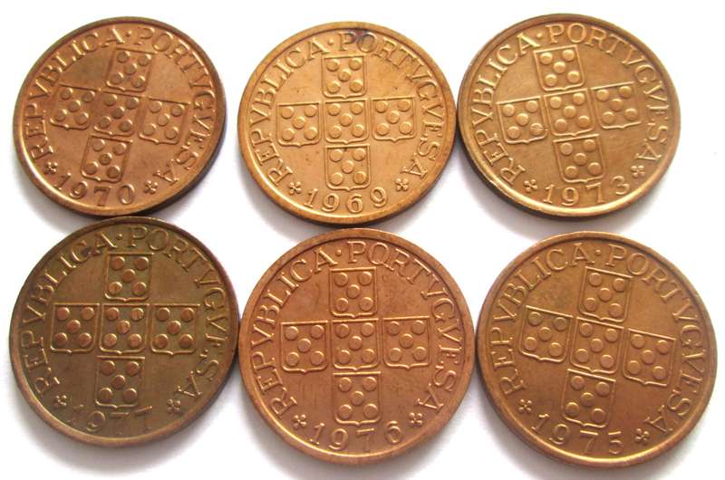 50 Centavos Portugal 1969 + 1970 + 1973 + 1975 + 1976 + 1977