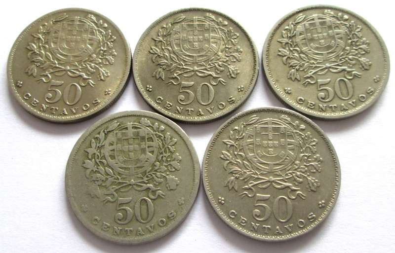 50 Centavos Portugal 1945 + 1958 + 1962 + 1965 + 1968