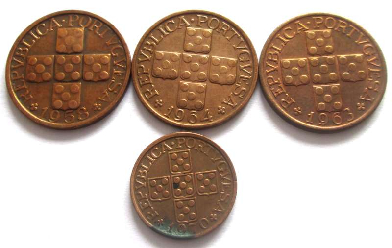20 Centavos Portugal 1958 + 1963 + 1964 + 1970