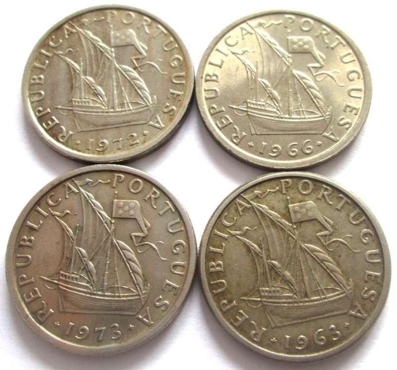 5 Escudos Portugal 1963 + 1966 + 1972 + 1973