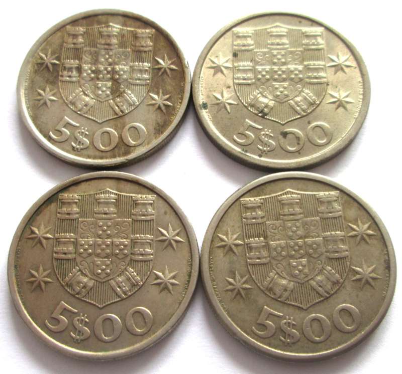 5 Escudos Portugal 1963 + 1966 + 1972 + 1973