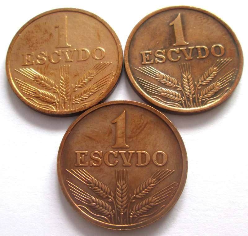 1 Escudo Portugal 1969 + 1970 + 1973