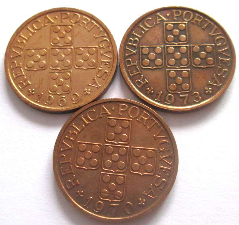 1 Escudo Portugal 1969 + 1970 + 1973