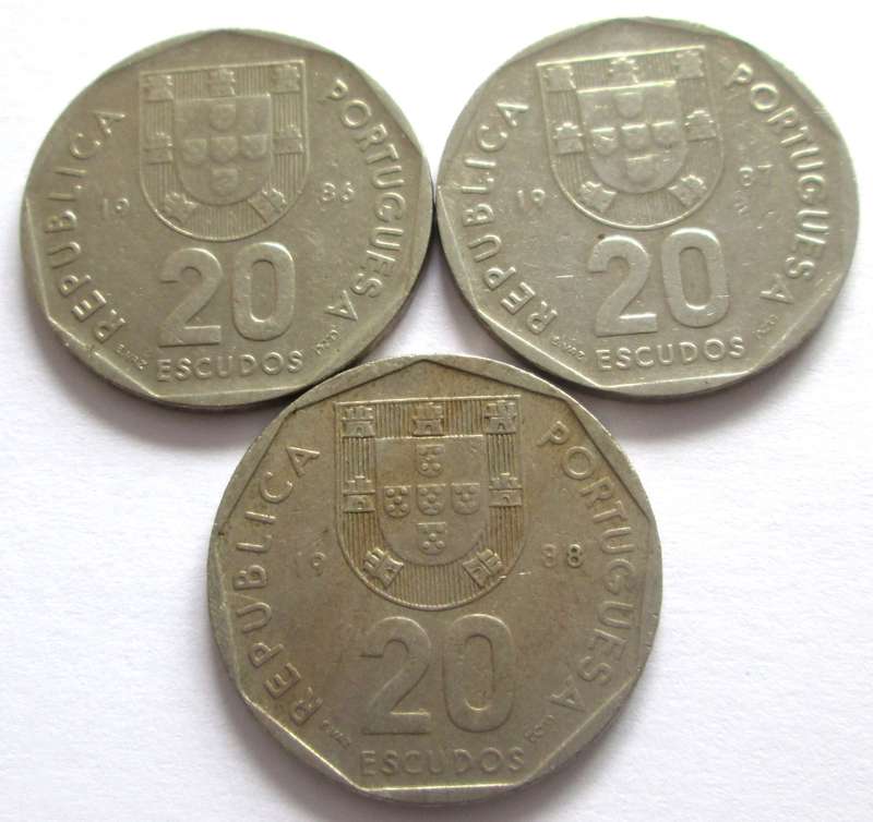 20 Escudos Portugal 1986 + 1988