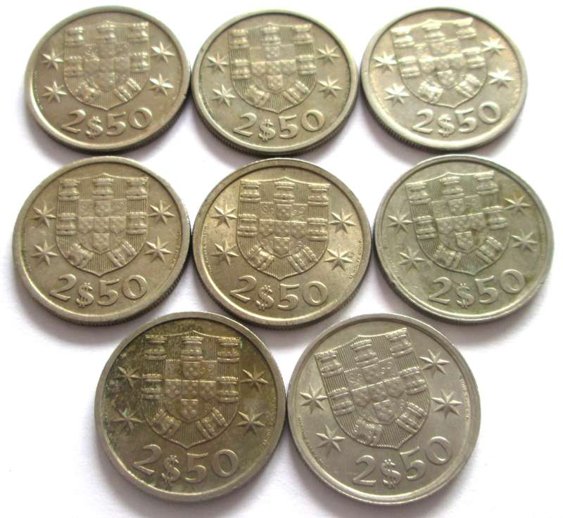 2.50 Escudos Portugal 1963 - 1965 + 1967 + 1969 + 1977 + 1980 + 1982