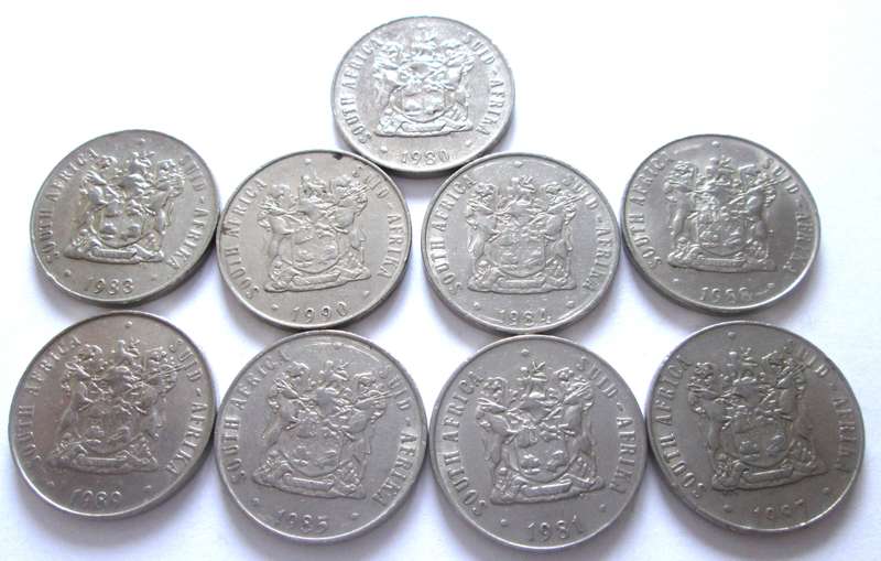 50 Cents South Africa 1980 + 1981 + 1983 - 1985 + 1987- 1990