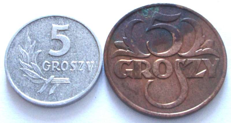 5 Groszy Poland 1930 + 1959