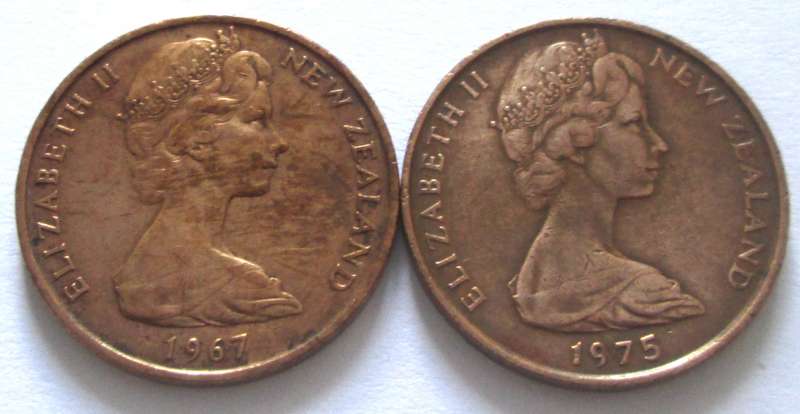 2 Cents New Zealand 1967 + 1975