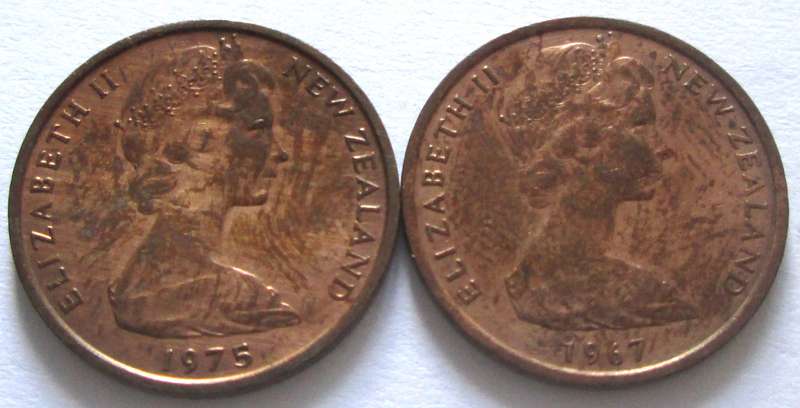 1 Cent New Zealand 1967 + 1975