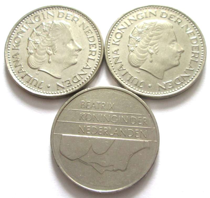 1 Gulden Netherlands 1971 + 1973 + 1982