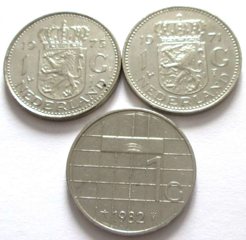 1 Gulden Netherlands 1971 + 1973 + 1982