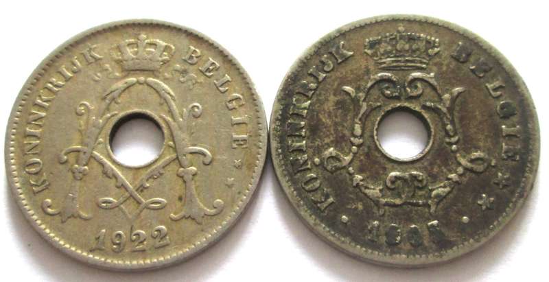 10 Centimes Belgium Congo 1905 + 1922