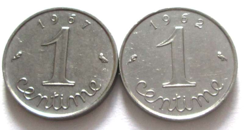 1 Centime France 1962 + 1967