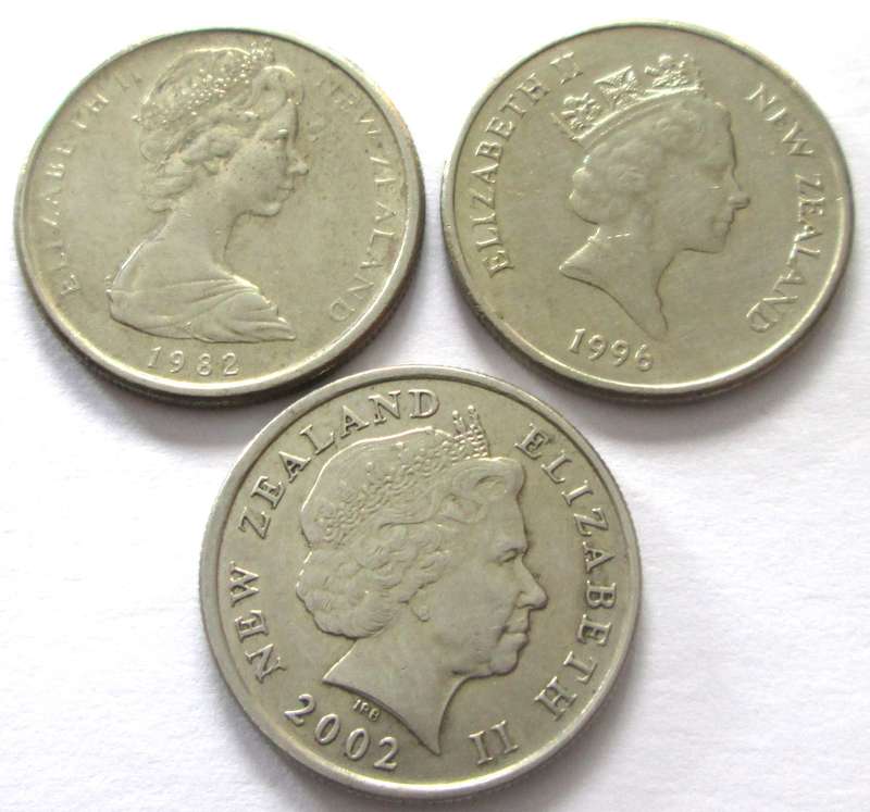 5 Cents New Zealand 1982 + 1996 + 2002