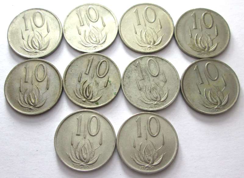 10 Cents Republic of South Africa 1980 - 1989