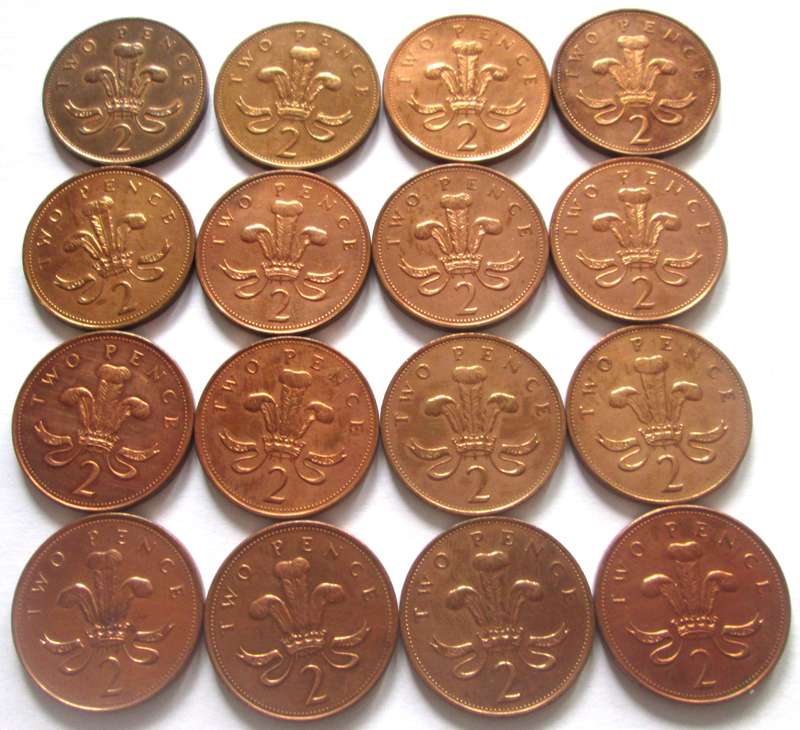 2 Pence Great Britain 1985 - 1988 + 1991 + 1994 + 1996 - 1998 + 2000 - 2005 + 2007