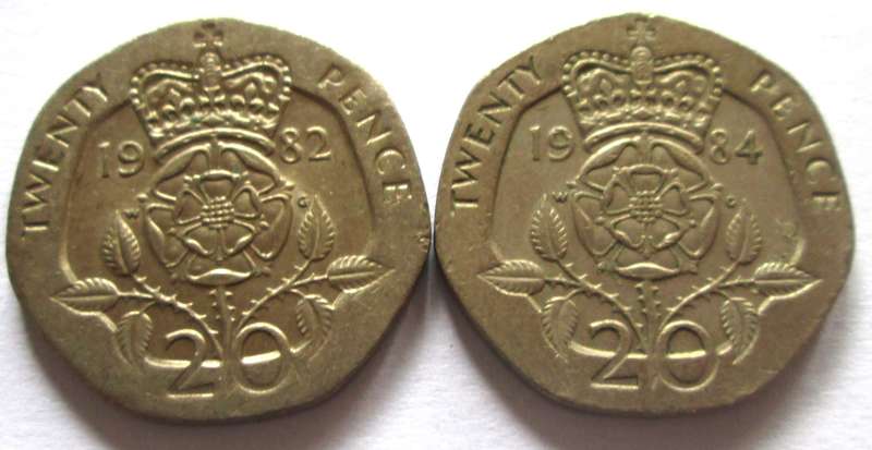 20 Pence Great Britain 1982 + 1984