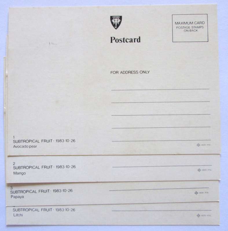 1983 Venda Subtropical Fruit Post Cards