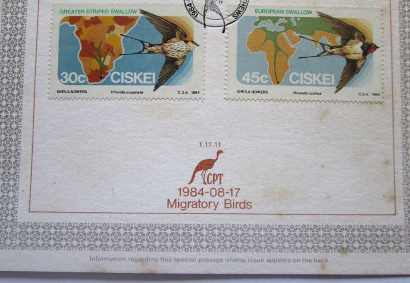 1984 Ciskei Migratory Birds First Day Sheet