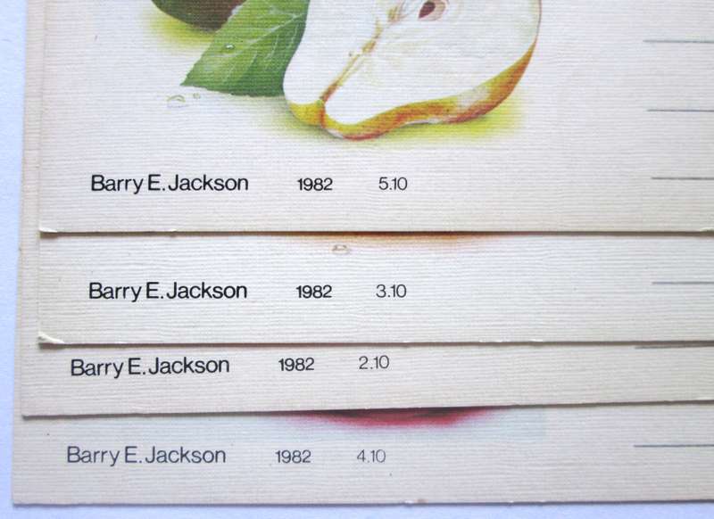 1982 Barry E  Jackson Fruit Post Cards