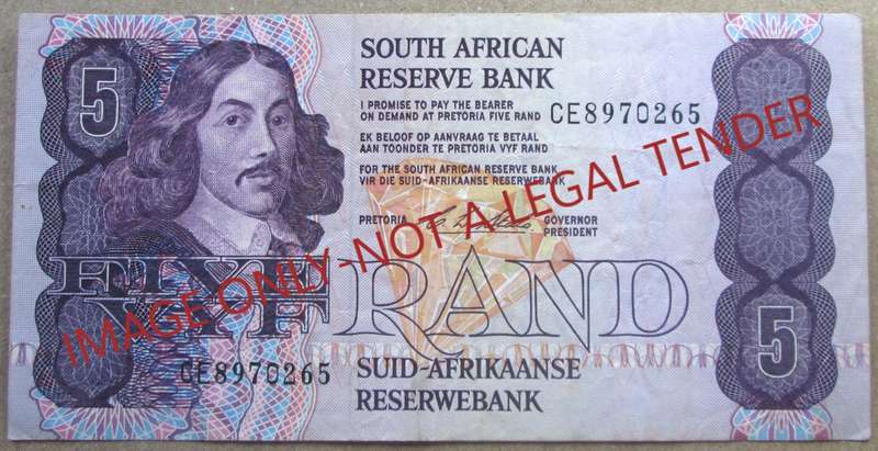Five Rand South Africa Serial Nr CE8970265