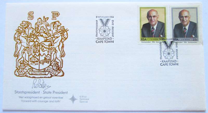 1984 Staatspresident P W Botha First Day Cover