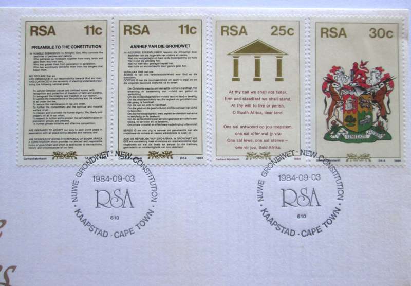 1984 New Constitution of South Africa First Day Cover
