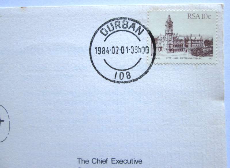 1984 Durban South Africa Airways First Day Cover