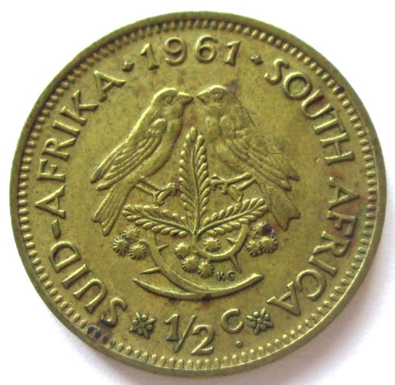1961 Republic of South Africa Half Cent