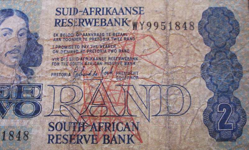 Two Rand Republic of South Africa Serial Nr WY9951848 Replacement Note