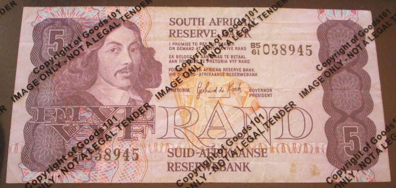 Five Rand Republic of South Africa Serial Nr B561 038945