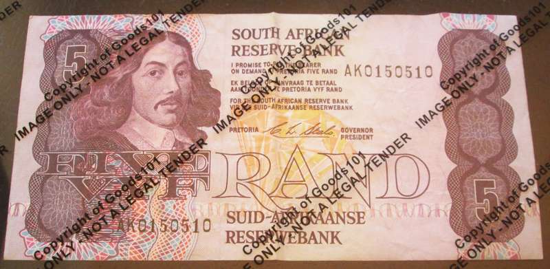 Five Rand Republic of South Africa Serial Nr AK0150510