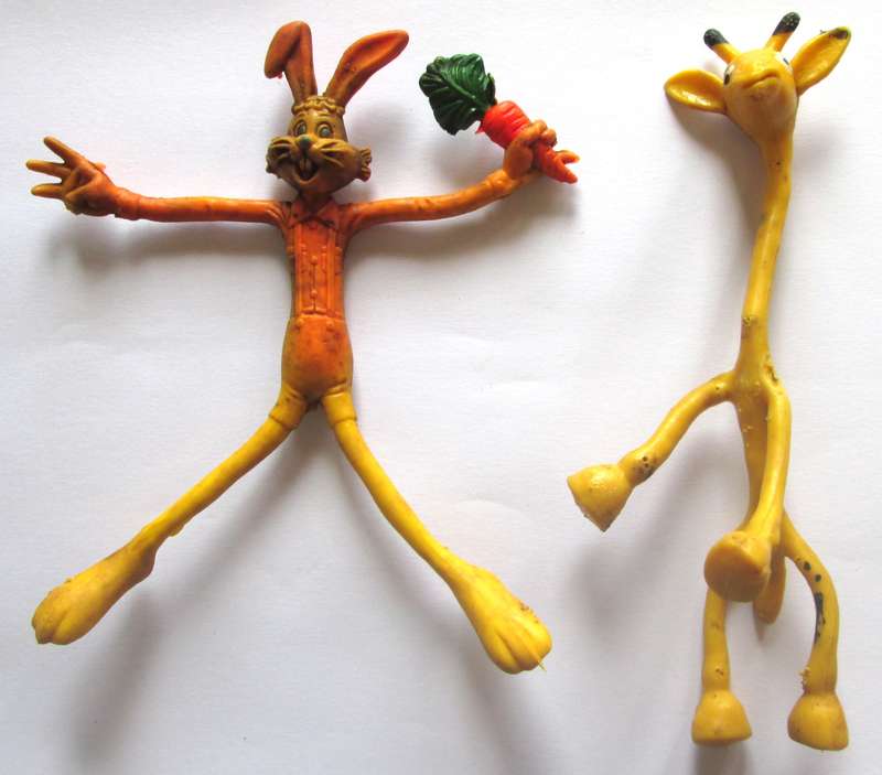 Rubber Wire Bendable Flexible Bunny and Giraffe Vintage