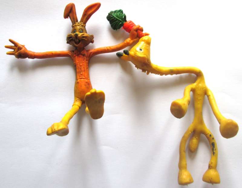 Rubber Wire Bendable Flexible Bunny and Giraffe Vintage
