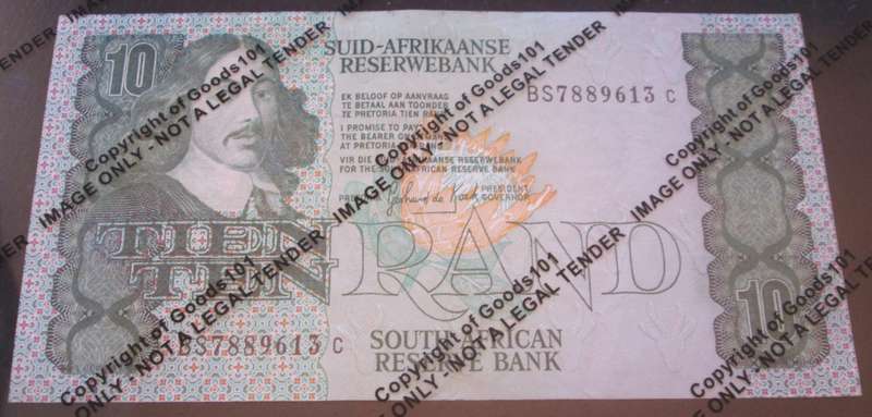Ten Rand Republic of South Africa Serial Nr BS7889613 C