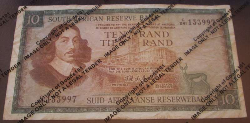 Ten Rand Republic of South Africa Serial Nr C241 133997